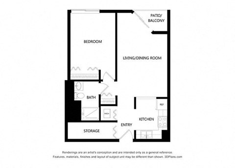 Village Green_1 Bedroom Floor Plan